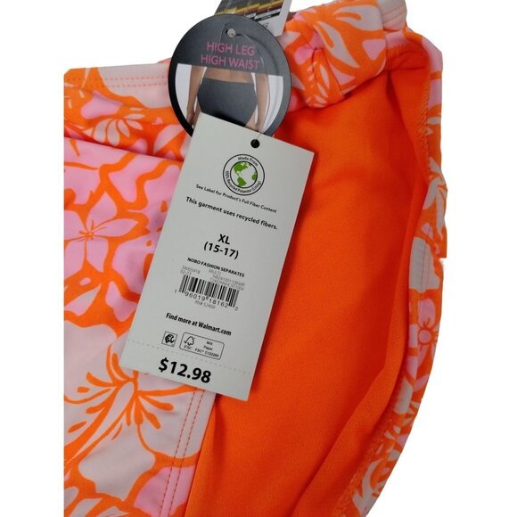 No Boundaries Junior Girls XL Orange Knotted High Leg High Waist Bikini Bottom - Picture 5 of 8